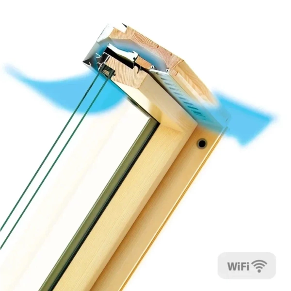 Окно мансардное деревянное с электроприводом Fakro FTP-V U3 WiFi